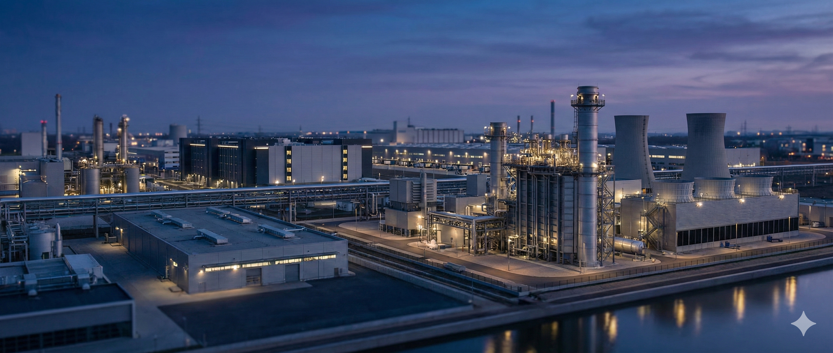 Industrial facility at dusk